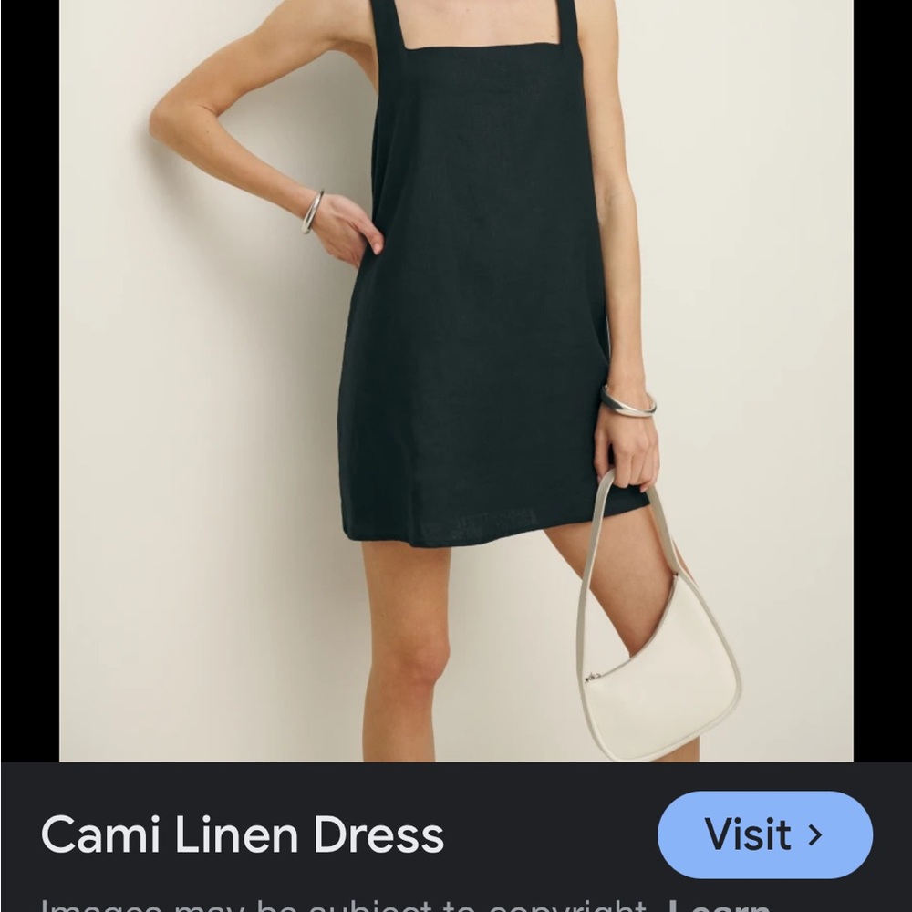 Reformation Black Cami Linen Dress